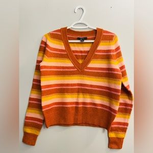 Forever 21 V neck candy striped sweater